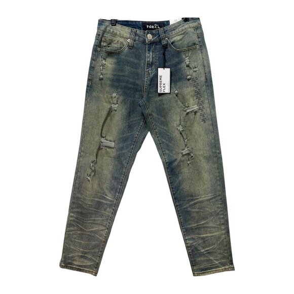 Rue 21 - Men's Supreme Flex Slim Taper Jeans Distressed - Blue - 28 x 30 - Picture 1 of 13